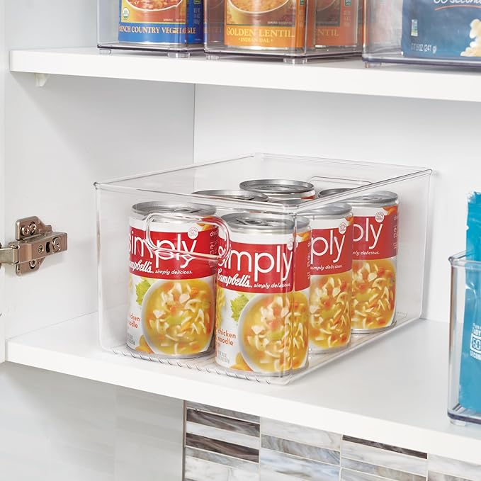 iDesign Pantry Organizer Bins with Handles - Storage Bins for Cabinets or Fridge - Set of 2 - Clear
