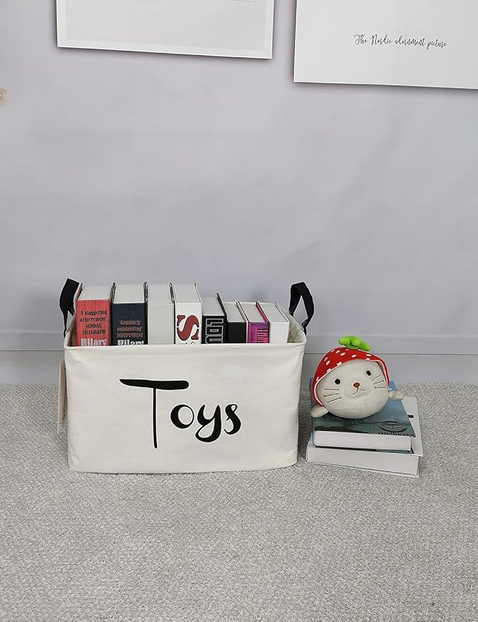QUEENLALA Rectangular Laundry Hamper/Foldable Nursery Laundry Basket for Organizing/Storage Bin Baskets/Children Toy Office Bedroom/Toy Bin Closet Shelf Baskets（Rec-toys）