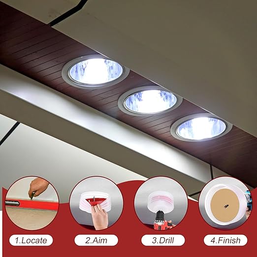 6-Inch & 4-Inch Hole Saw for Recessed Lights, Holes Drill Cutter with Dust Catcher Tool, Hole Cutter with Dust Bowl Catcher, for Wood, Ceiling, Drywall, Recessed Lights, LED and Can Light
