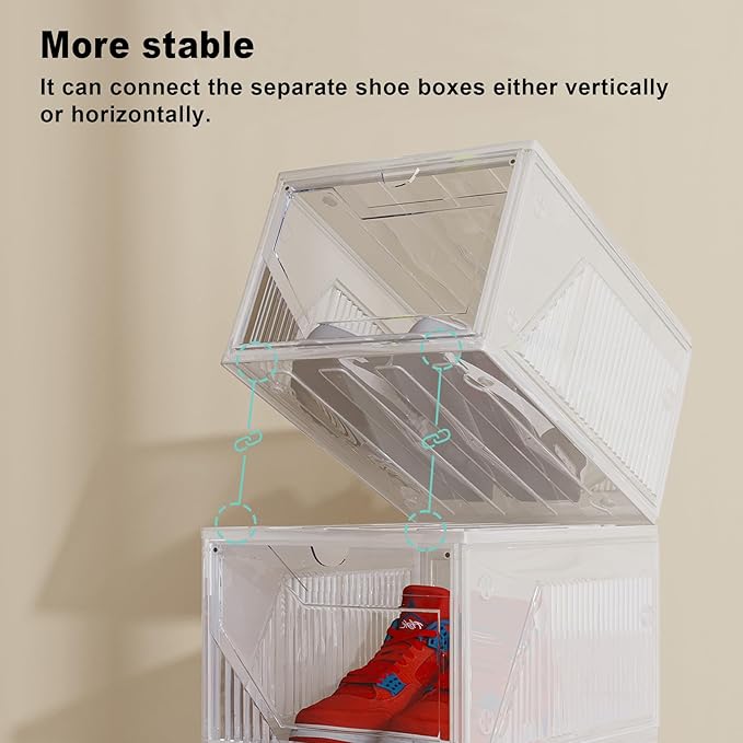 AWTATOS Shoe Boxes, 10 Pack Shoe Storage Organizers, Plastic Stackable Shoe Rack, Sneaker Containers, Toy Storage Bins for Entryway, Closet, Under Bed, Clear