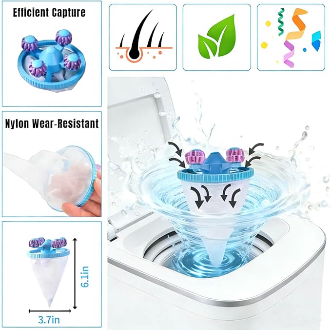 HUGACRAFT Pet Hair Remover for Laundry - 4 Pack Pet Hair Removal, Washer Lint Catcher, 2025 Upgraded Laundry Lint Catcher