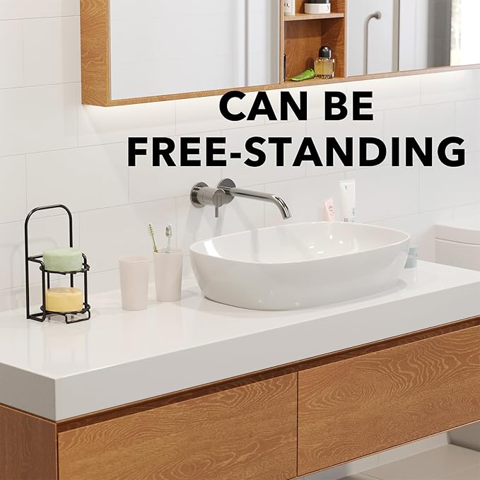 SpaceAid 2 Tier Shampoo Bar Holder for Shower, Self Draining Soap Bar Holders Caddy for Bathroom Wall and Kitchen Sink, Shampoo Bar Dish Rack, Stainless Steel Bar Soap Holder (Black)