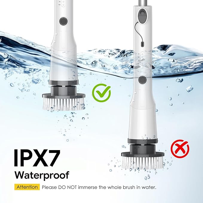 Sorpci Electric Spin Scrubber, 2025 New Cordless Cleaning Brush, Shower Cleaning Brush with 7 Replaceable Brush Heads, Power Scrubber 3 Adjustable Speeds, Detachable Long Handle & IPX7 Waterproof