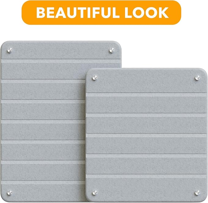SpaceAid 2 Pack Stone Dish Drying Mats for Kitchen Counter, Expandable Absorbent Rack Dish Pad, Quick Dry Diatomaceous Earth Dishes Mat Tray, Absorbing Sink Stone Mat Board (Light Gray)