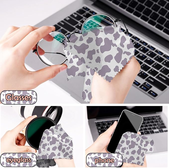 6 PCS Glasses Cleaning Cloth Eyeglass Cleaning Cloth Lens Eyeglasses Microfiber Cute Aesthetic Cloth for Unisex Women Girls Reusable Phone Screens Camera Multi-Patterns(6.3"x6.3")-Leopard