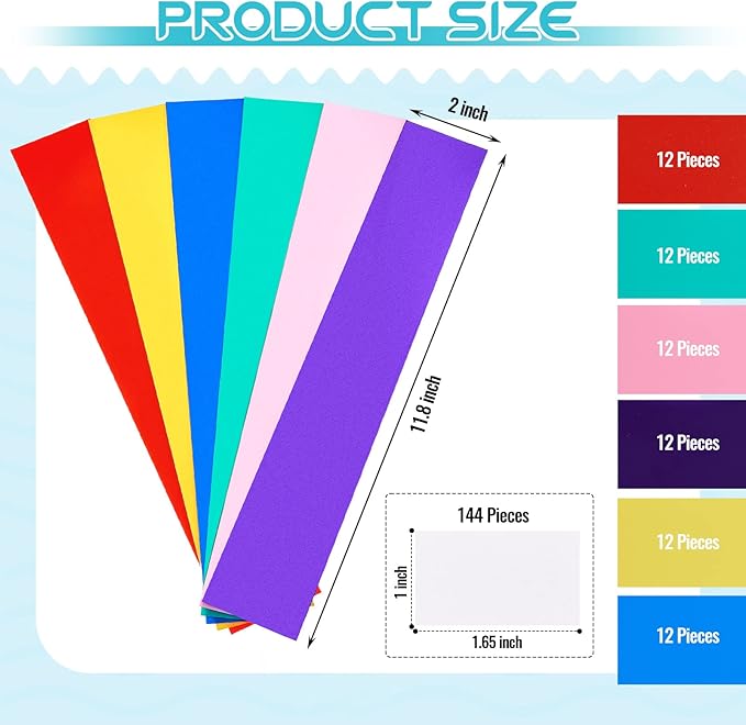 Chinco 72-Piece Library Dividers with Stickers, Assorted Colored Plastic Book Shelf Markers