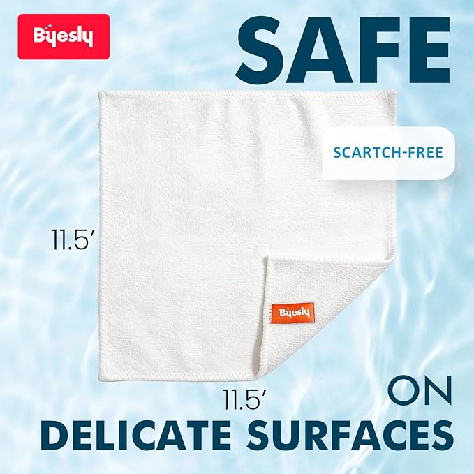 12-Pack Microfiber Cleaning Cloth, 11.5x11.5 Microfiber Towels for Cars, Dishes & House, for Detailers, Chefs & Efficient Home | Scratch-Free, Lint-Free, Ultra Absorbent(White)