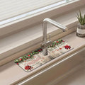 Chrismas Sink Splash Guard Faucet Mat Cute Christmas Absorbent Fast Drying Mat Sink Gadgets Splash Guard Behind Faucet Drip Catcher for Kitchen Bathroom 15.5"X5.5"