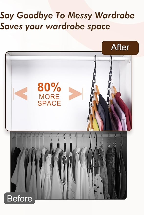 HOUSE DAY Closet Organizers and Storage 12 Pack, College Dorm Room Essentials, Multifunctional Organizer Magic Space Saving Hangers with 5 Holes, Storage Organization for Wardrobe Closet