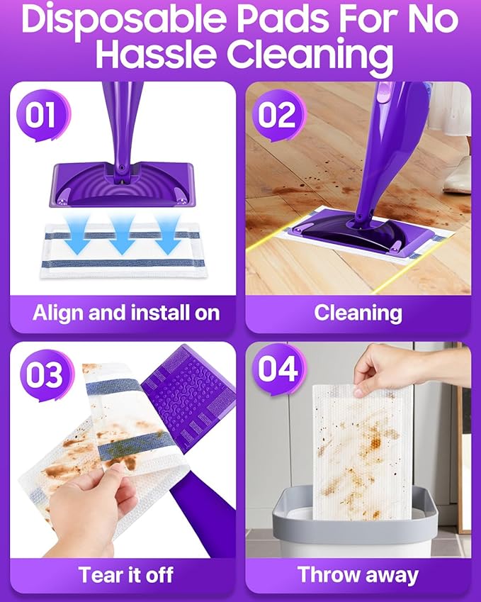 20 Count Disposable Mop Pads Refill for Swiffer WetJet Spray Mop - Wet Jet Mopping Pad Refill for Multi Surface Hardwood Floor Cleaning - Thickness & Absorbent