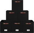 6-Pack Storage Cubes with Handles & Label Holders Basket, Closet Cube Home Organizer Bins(Black, 13 x 13 x 13 inch)