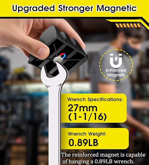 50pcs Magnetic Wrench Organizer Set for Metal Tool Box,Modular Wrench Holder with Metric&SAE Labels