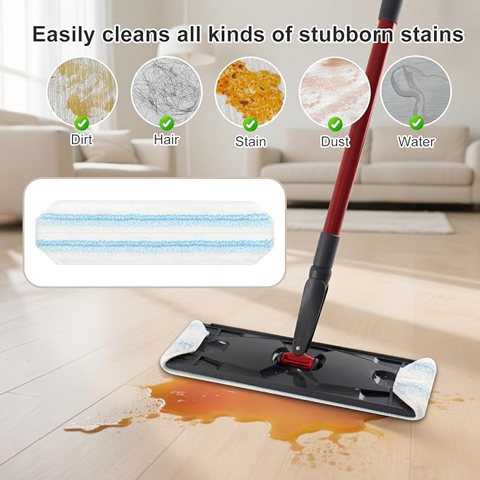 Mop Pads Replacements Compatible with O Cedar H2prO Flat Mop System Microfiber Mop Replacement Heads for O-Cedar/Vileda H2prO Flat Floor Mop, Washable & Reusable Pad Refills for Deep Cleaning, 4 Pack