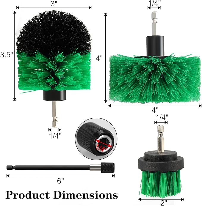 4pcs Drill Brush Attachment Kit, 2025 New Grout Drill Brush Set, All Purpose Power Scrubber Cleaning Kit for Bathtubs, Tile Grout Lines, Bathroom, Showers, Tile, Tile Seams