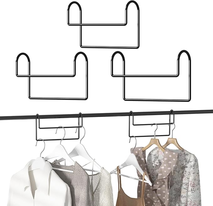 Space Saving Hangers for Clothes: 3 Pack 8 inch Magic Hanger Closet Organizer Metal Heavy Duty Hangers for Shirt Coat Pants Skirt Sorting Storage - Black