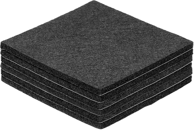 uxcell Felt Furniture Pads, 6Pcs 3.94" x 3.94" Adhesive Backed Felt Non-Slip Anti-Scratch Chair Leg Protectors for Protecting Hardwood Floor, Black