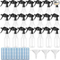 Eccliy 20 Pack 16oz Empty Spray Bottles, Leakproof Cleaning Bottles with Measurement and Adjustable Nozzle for Housekeeping, Commercial Use(Clear Cylinder,Black Spray Head)