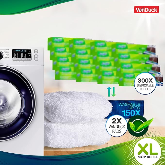 VanDuck Extra Large Cotton Mop Pads Compatible with Swiffer XL Mop - X-Large Wet and Dry Pads Refill, 2-Pack (Handle is Not Included)