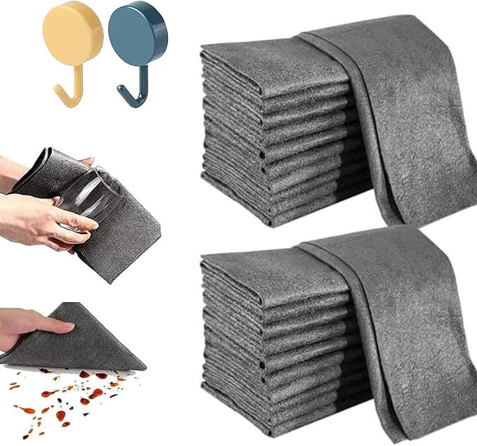 2026 New Thickened Magic Cleaning Cloth, 10/20 Counts Microfiber Streak Free Cloth, Reuseable Magic Fiber Towels Rags, Miracle Cloths for Glass, Kitchen and Vehicle Windows (20pcs)
