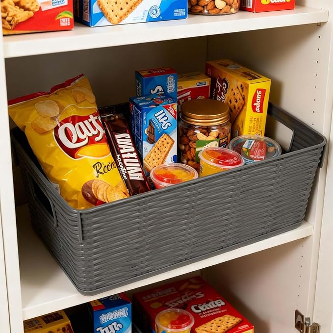 12-Pack Plastic Storage Baskets, Stackable & Nestable Organizer Bins for Toys, Clothes, Home (Multicolor - Rectangular)