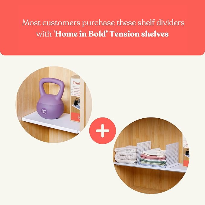 Magnetic Metal Shelf Divider Set (2Pack) Soft Magnet –Magnetic, Durable Powder-Coated White Dividers for Closet, Cabinet, Metal Shelves – Closet Organization (ONLY for Metal Shelves)