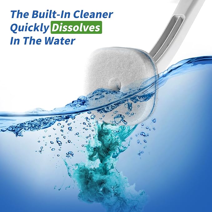 oshang Disposable Toilet Brush - Toilet Bowl Cleaner, Toilet Cleaning Supplies, Toilet Brush with Holder, 14 Refills for Deep Cleaning and Hygienic Bathroom Maintenance