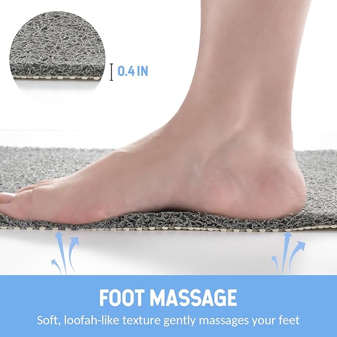Hargiis Non-Slip Bathtub Mat, Anti Slip Shower Mat, Fast Drying Bathtub Mats, Foot Scrubber Mat, Anti Slip Mat for Tub, Floor, Bathroom, Kitchen, Home, Hotel (Grey 59"×17.3")