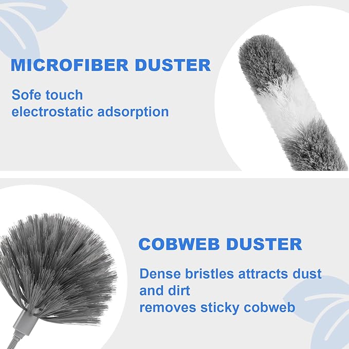 Dusters for Cleaning,Cobweb Duster Feather Duster with Extension Pole,3PCS Ceiling Fan Cleaner Duster,Long Duster Extended Handle,Blind Cleaner Dusting