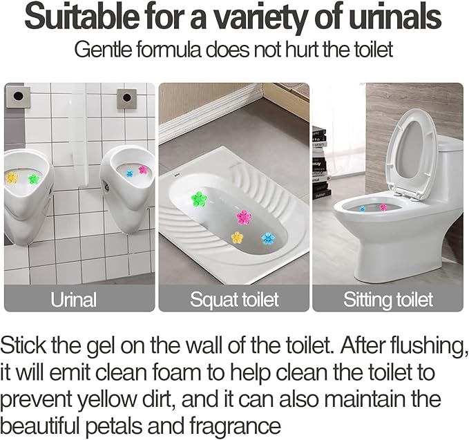 EKE Toilet Gel, Toilet Stain Removal Cleaning Air Freshener, 72 Flower Stamps, Pack of 6 Scents