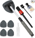 wuyaoyao 14PCS Car Windshield Cleaning Tool, Car Glass Wiper Kit with Window Cleaner, Microfiber Pads, Spray Bottle, Extendable Handle, Interior Detailing Dust Brush, Car Cleaning Supplie (Gray)