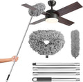 DRQ Ceiling Fan Cleaner Duster, 2 Pack Reusable Microfiber Duster with Extension Pole, 13 to 48 Inch Fan Blade Cleaner, Removable Dusters for Cleaning Walls Bookshelves Door Window Top (Grey)