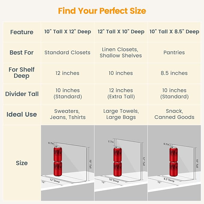 OKPOW Acrylic Shelf Dividers for Closet Organization: 8 Pack Tall Durable Clear Shelves Separators for Clothing Adjustable