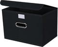 1-Pack Large Collapsible Storage Bins with Lids,Fabric Storage Cubes Organizer for Shelves,Closet,Nursery,Foldable Cube Storage Baskets with Handles,Home Boxes (14.9"x9.8",Black)