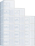 DUMOS Clear Shoe Storage Boxes, 15-Pack Plastic Stackable Shoe Containers with Lids, Display Sneaker Case Organizer for Closet, Under Bed, Entryway,White (Fit Size 11)