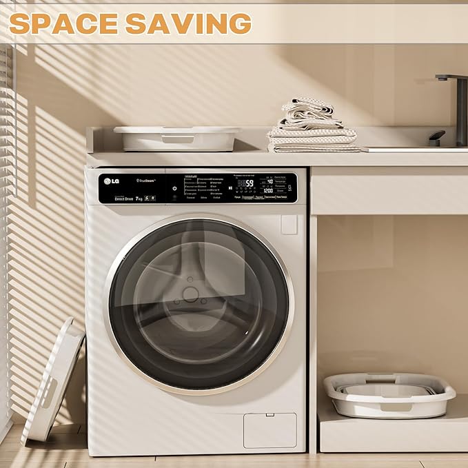43L(11.5Gallon) Collapsible Laundry Baskets plastic, Pop Up Laundry hamper/Storage Container, Foldable Laundry Basket with Large Capacity,Sturdy,Space Saver (Beige, 2 Packs)
