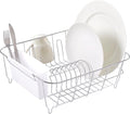 Sweet Home Collection 2 Piece Dish Drying Rack Set Drainer with Utensil Holder Simple Easy to Use Fits in Most Sinks, 14.5" x 13" x 5.25", White (Pack of 12)