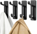 pickpiff Wall Hooks for Coat and Towel: 13LB Strong Adhesive Door Hanger Stick on, Black 4 Pack