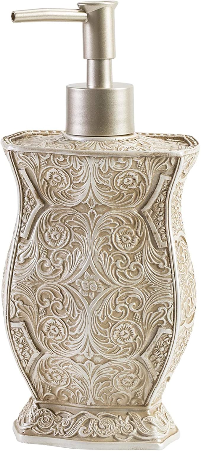Creative Scents Victoria Hand Soap Dispenser for Bathroom - Decorative Countertop Lotion Dispenser - Dish Soap Dispenser for Liquid Soap and Lotion with Durable Pump (Beige)