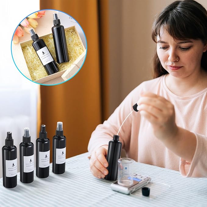 Eccliy 32 Pcs 8 oz Spray Bottles Fine Mist Plastic Spray Bottles Clear Empty Sprayer Hairs Refillable Travel Sprayer with Pump Cap for Cleaning Oils Travel Perfumes(Black,Colored)