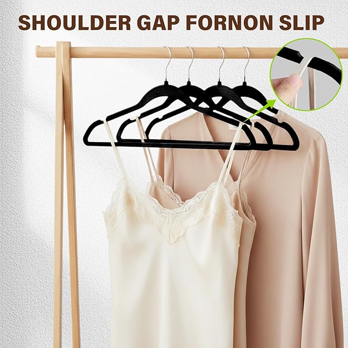 Premium Velvet Hangers 50 Pack, Non-Slip Flocked Felt Hangers, Sturdy Clothes Hangers with 360° Rotatable Hook, Heavy Duty Coat Hanger, Durable Slim Hanger for Closet Space Saving.