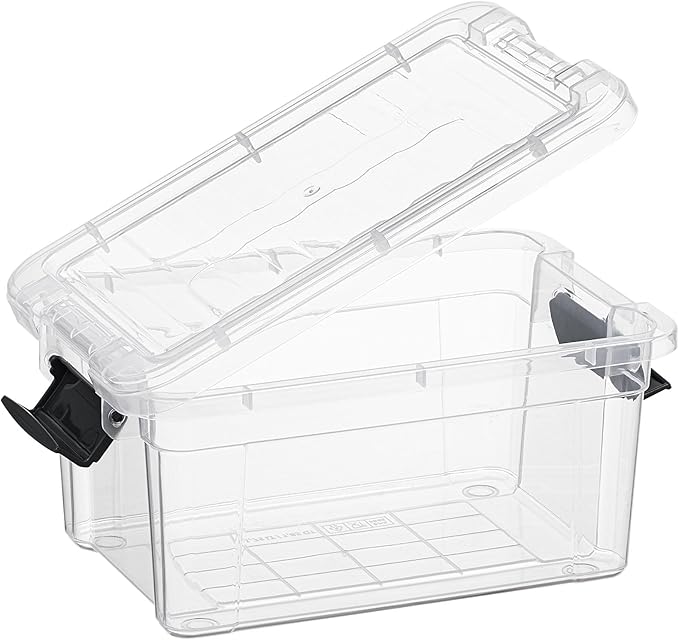 Superio Storage Bins with Lids- 3 Pack, 1.85 Qt Clear Boxes for Organizing, Stackable Plastic Containers- BPA Free, Non-Toxic, Odor Free, Organizer for Home, Office, Dorm
