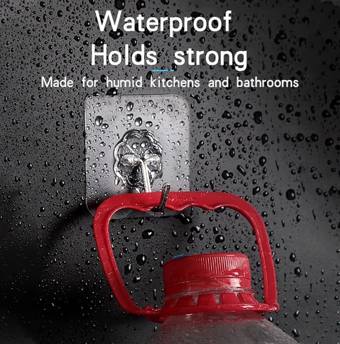 Adhesive Wall Hook, Set Heavy-Duty Thickened self-Adhesive Hook，24Pcs，33lb max Loading，Transparent, Waterproof, Bathroom, Outdoor, Kitchen, Doors, Practical Tools.