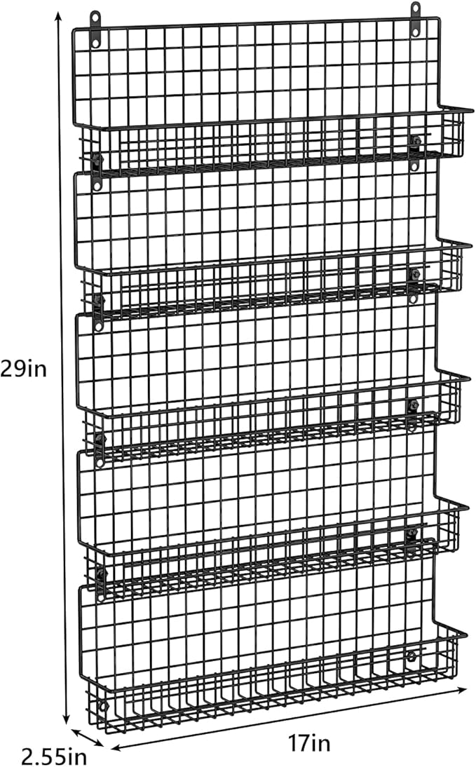 X-cosrack Spice Rack Organizer, 5-Tier Spice Rack for Wall, Stackable Hanging Spice Jars Storage Racks, Great for Kitchen and Pantry, Up to Storage 48 Jars(Patent No.:D909138S)