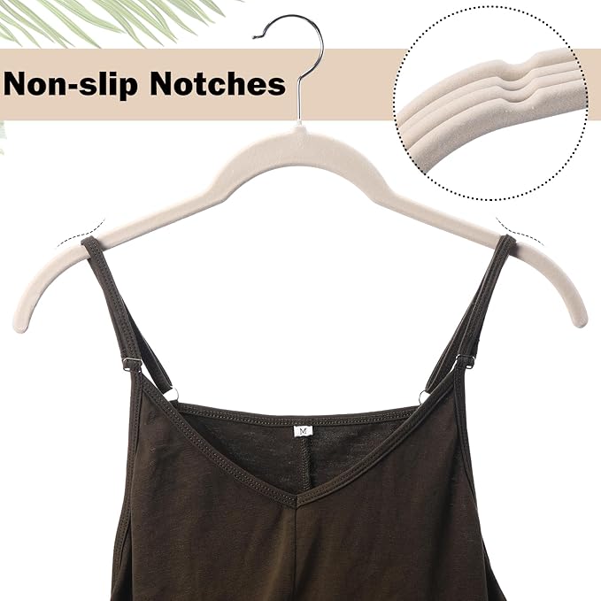 50 Pack Velvet Hangers Non-Slip Shirt Clothes Hangers 360° Swivel Hook Slim Flocked Coat Hanger Heavy Duty Space Saving Felt Hanger for Women Men Pants Jackets Dress(Ivory White)
