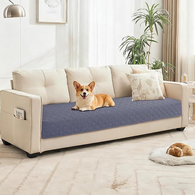 Waterproof Couch Covers for Pets, Waterproof Dog Bed Cover, Anti-Slip Soft Dog Blankets, Couch Cover for Dogs Washable, Pet Blanket for Puppy Large Dogs Cat (68x82 Inch, Grey Blue)