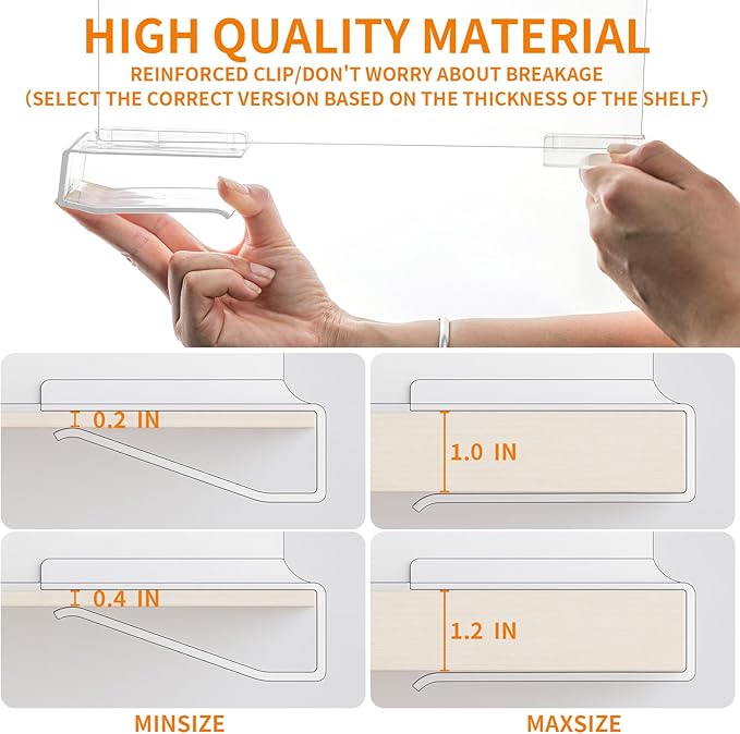 Yieach 10 Pack Towel,Sweater,Purse Organizer and Acrylic Shelf Dividers for Closet Organization - Adjustable Height - Vertical Shelf Separators for T Shirt,Clear Closet Shelf Divider for Wood Shelves
