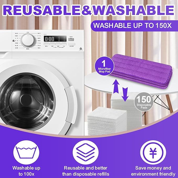 6 Pack Reusable Microfiber Mop Pads for Swiffer PowerMop, Power Mop Pads Refills for 13 ''-16 '' Spray Mop, Machine Washable Pad Replacement for All Floor Types Cleanin