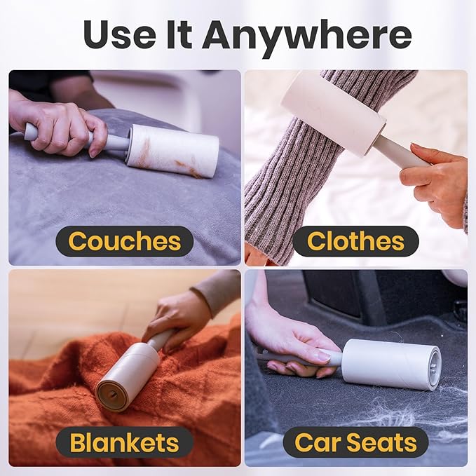 DELOMO Lint Roller 600 Sheets (2 Rollers + 4 Refills) - Lint Rollers for Pet Hair Extra Sticky, Mega Value Pet Hair Removal Tool for Clothes/Couch/Furniture/Car - Ideal Home Gift for Pet Owners