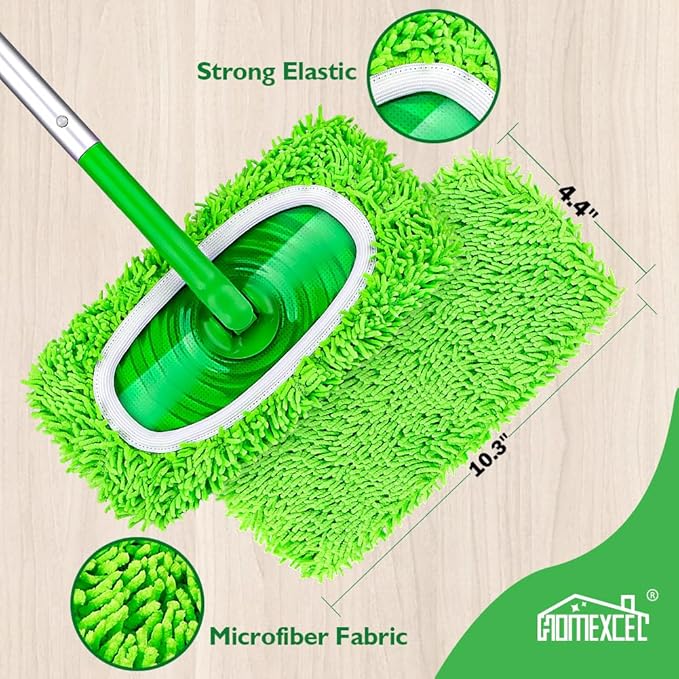 HOMEXCEL Reusable Microfiber Mop Pads,Mop Pads Replacements for Wet & Dry Use, Floor Cleaning Sweeping Mopping Pads Refills for Household Cleaning, Pack of 4