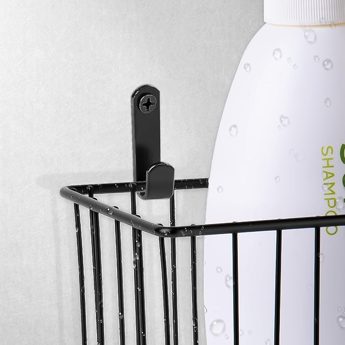 Wetheny Black Wire Hanging Storage Basket (6 Pack- Metal Toilet Paper Storage Basket - Wire Baskets for Organizing Garage,Kitchen,Bathroom,Drawer